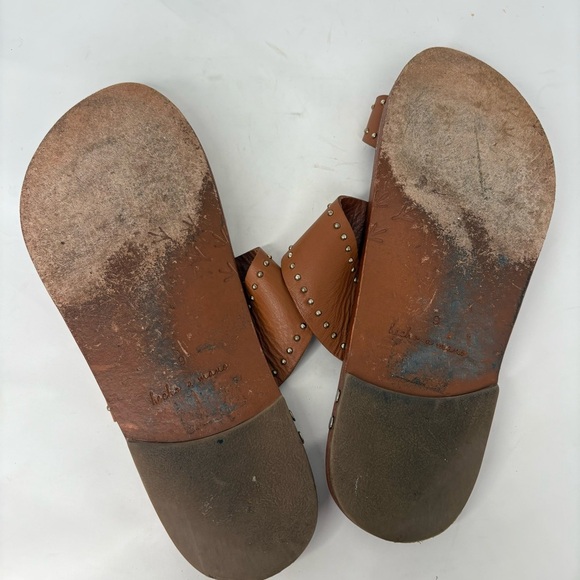 beek Tan Leather Sandals with Stud Accents - Picture 4 of 6